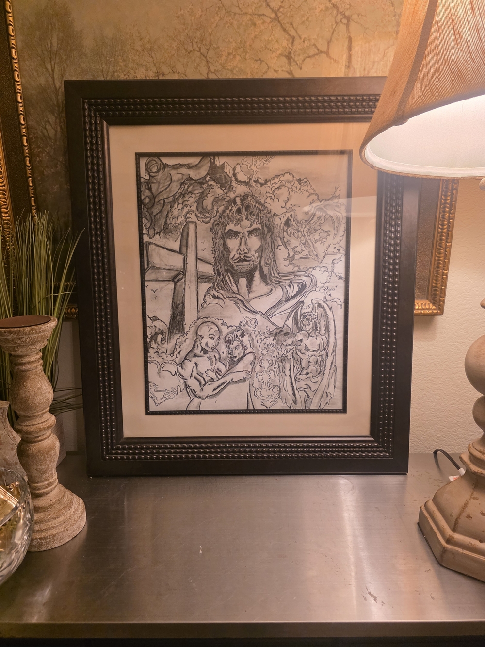 Stunning Original Art In Gorgeous Frame 25" W x 29" H